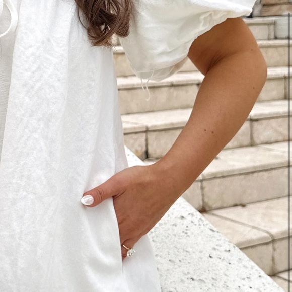 SOPHIE THE LABEL !!WHITE DENIM DRESS WITH TIE DETAIL. Quality!!! M - Picture 4 of 7